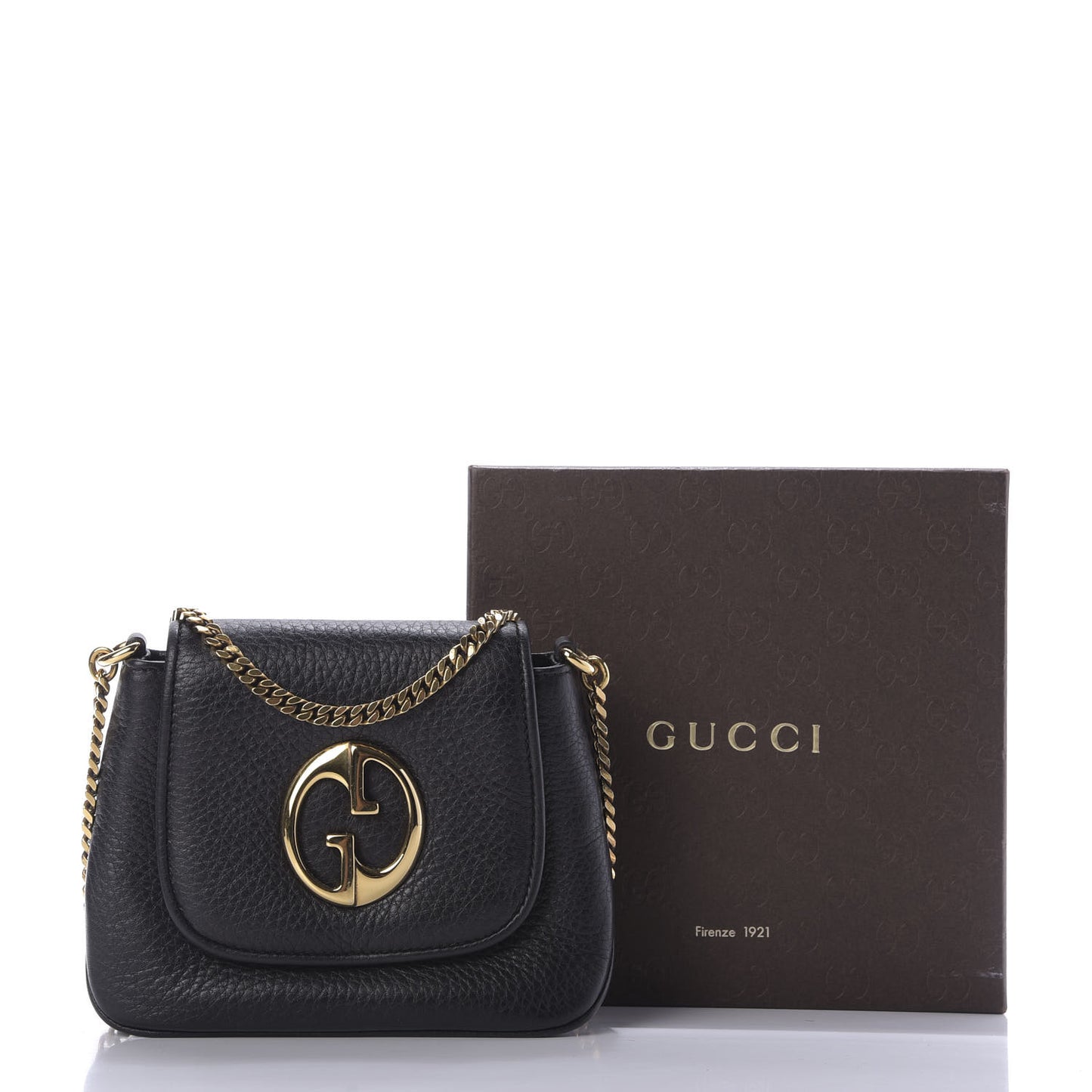 Pebbled Calfskin Small 1973 Chain Shoulder Bag Black