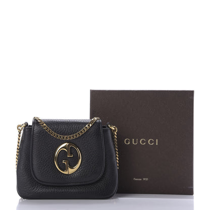 Gucci Pebbled Calfskin Small 1973 Chain Shoulder Bag Black 10 of 11