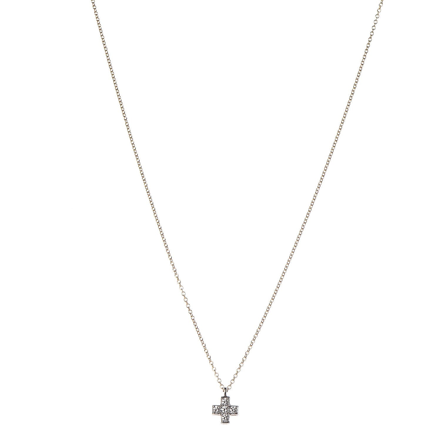 Tiffany 18K Yellow Gold Platinum Diamond Cruciform Cross Pendant Necklace 1 of 7