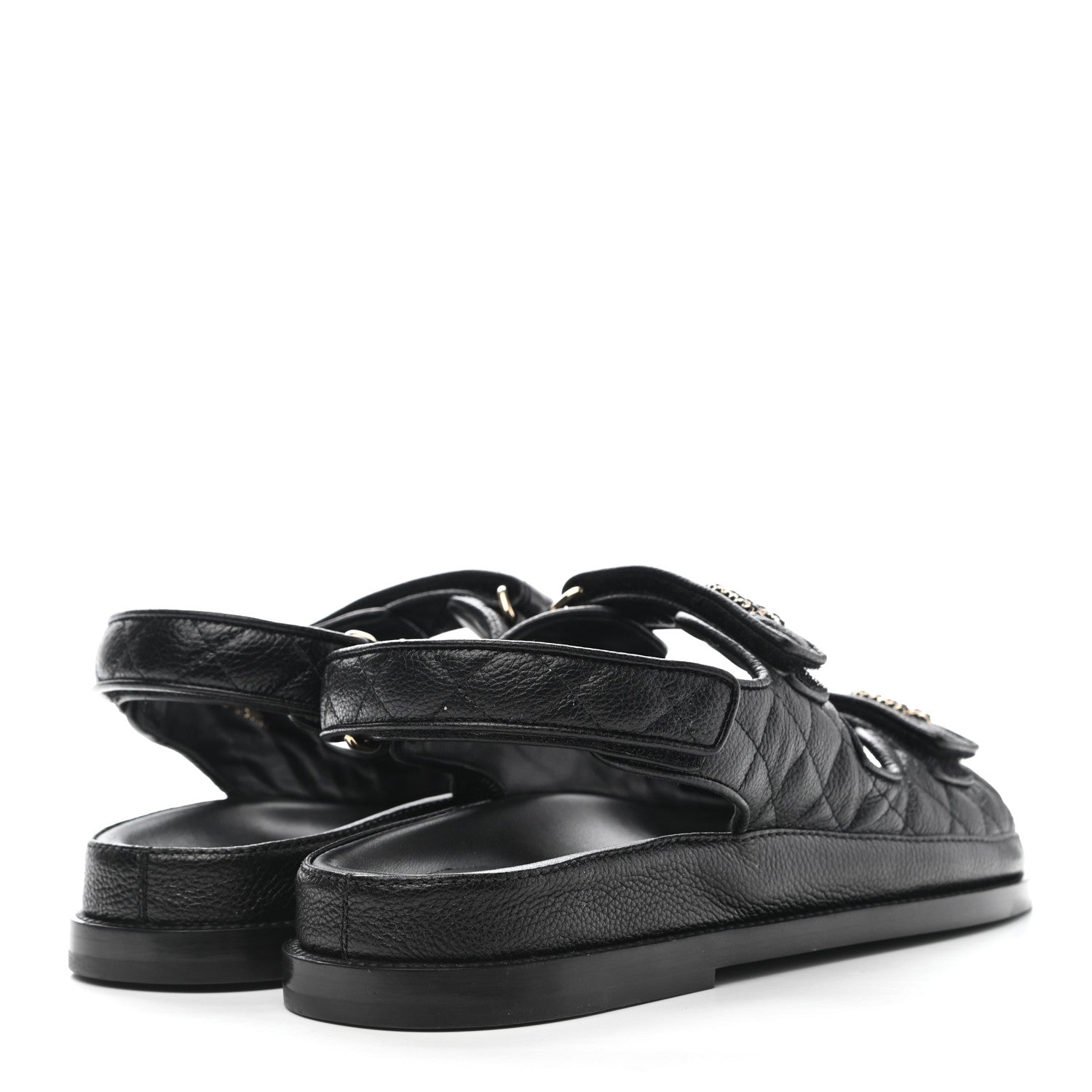 Chanel Grained Calfskin Velcro Dad Sandals 41 Black 4 of 9