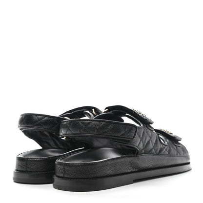 Chanel Grained Calfskin Velcro Dad Sandals 41 Black 4 of 9