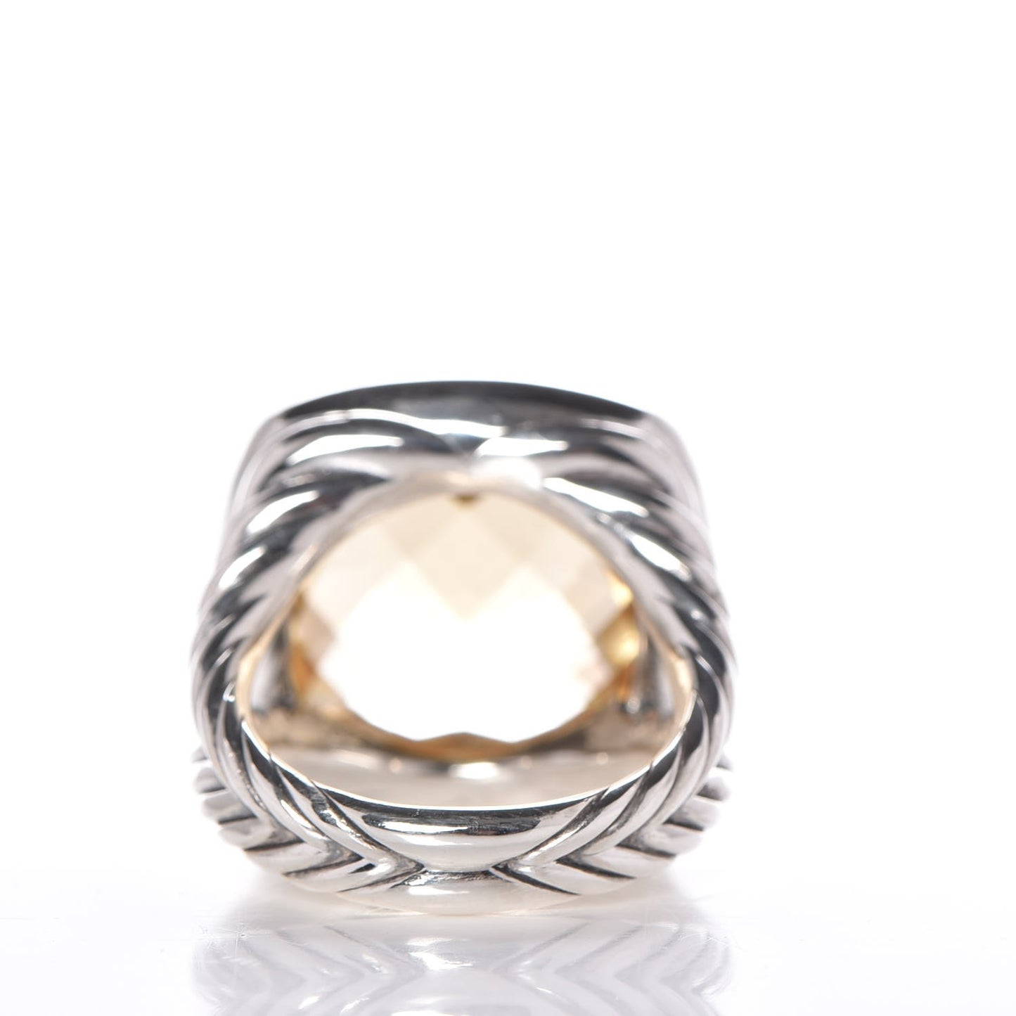 Sterling Silver 18K Yellow Gold Diamond Champagne Citrine 17mm Albion Ring 54 7