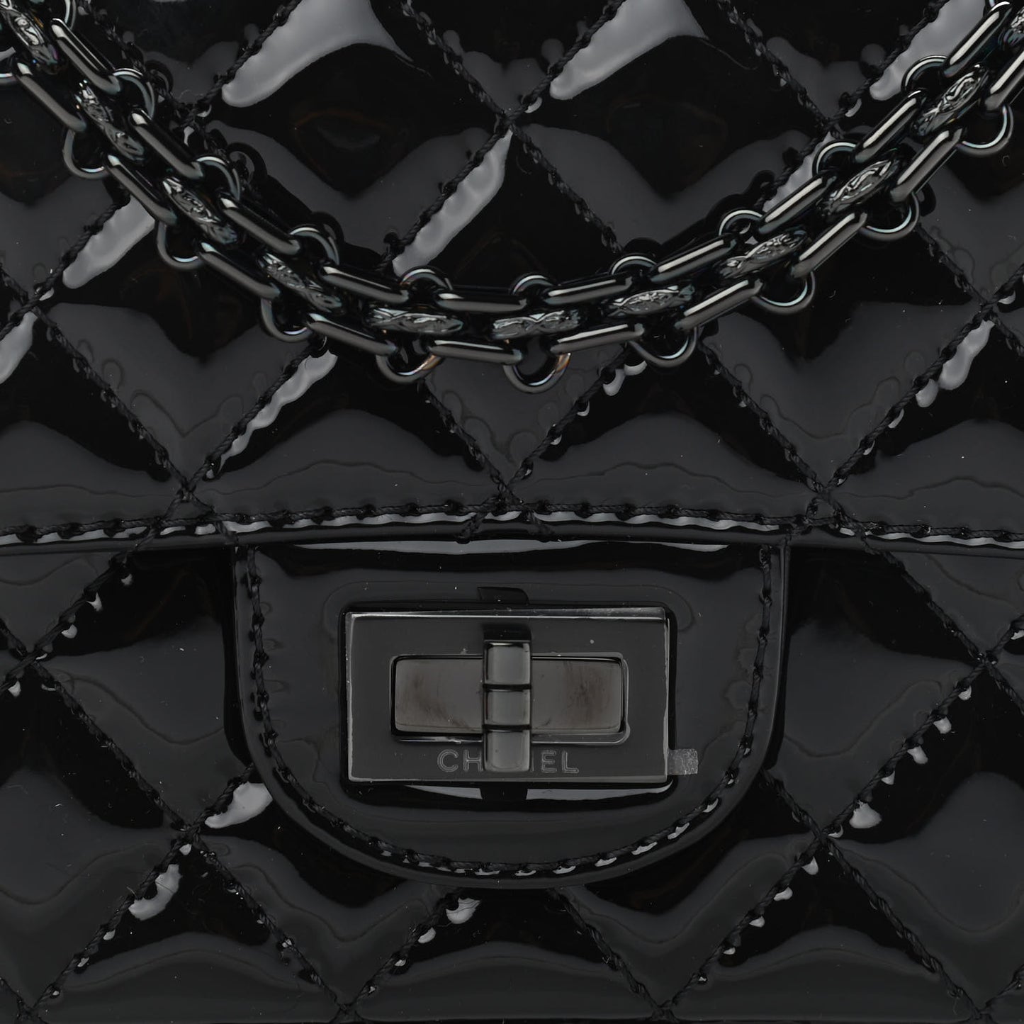 Patent Calfskin Quilted 2.55 Reissue Mini Flap So Black