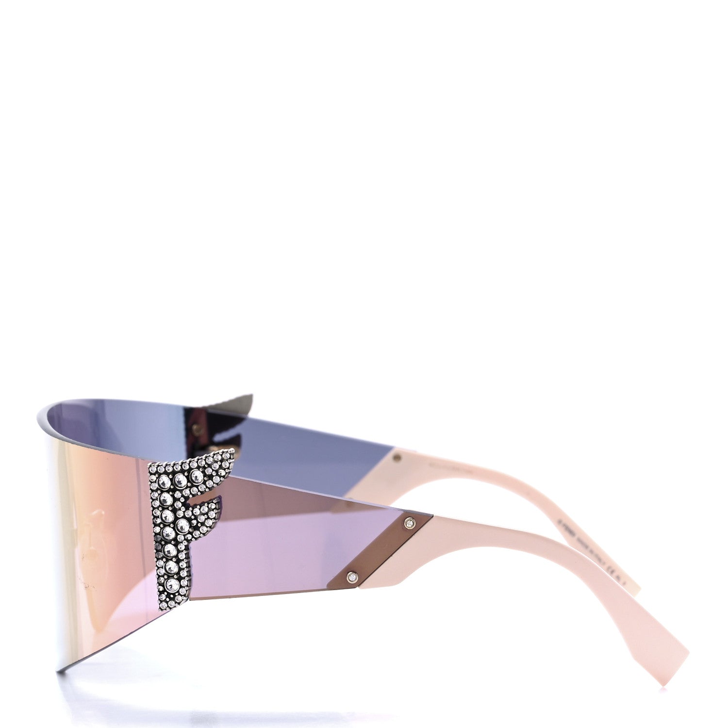 Fendi Mirrored Crystal Embellished FFreedom Shield Sunglasses FF 0382/S Pink 3 of 7