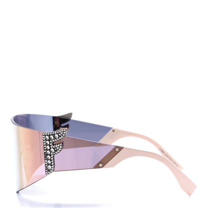 Fendi Mirrored Crystal Embellished FFreedom Shield Sunglasses FF 0382/S Pink 3 of 7