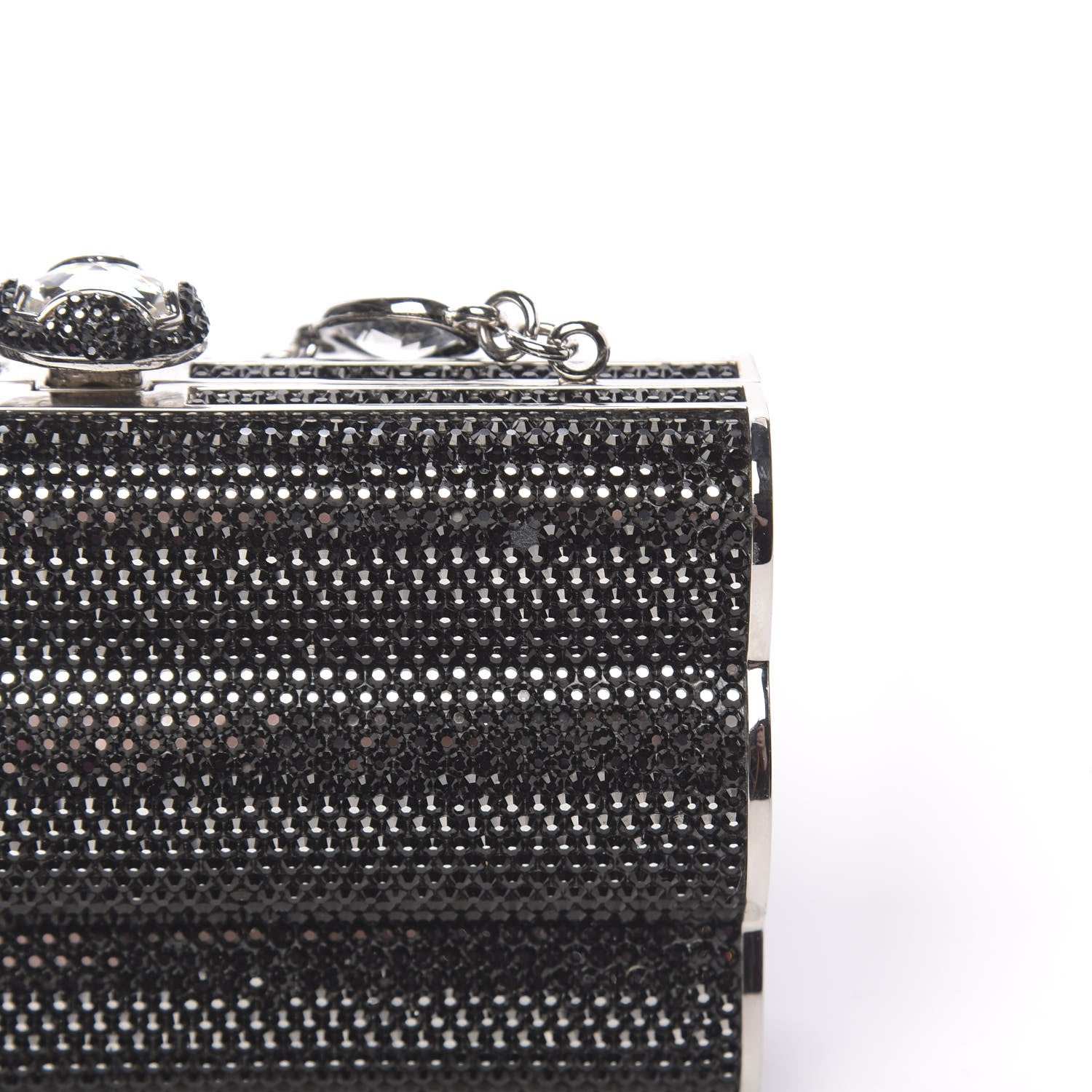Judith Leiber Swarovski Crystal Cosmojet Minaudiere Clutch Black Silver 10 of 13