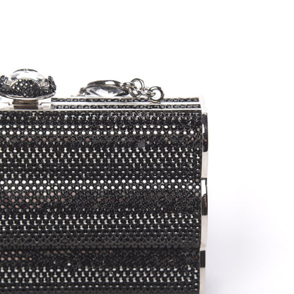 Judith Leiber Swarovski Crystal Cosmojet Minaudiere Clutch Black Silver 10 of 13