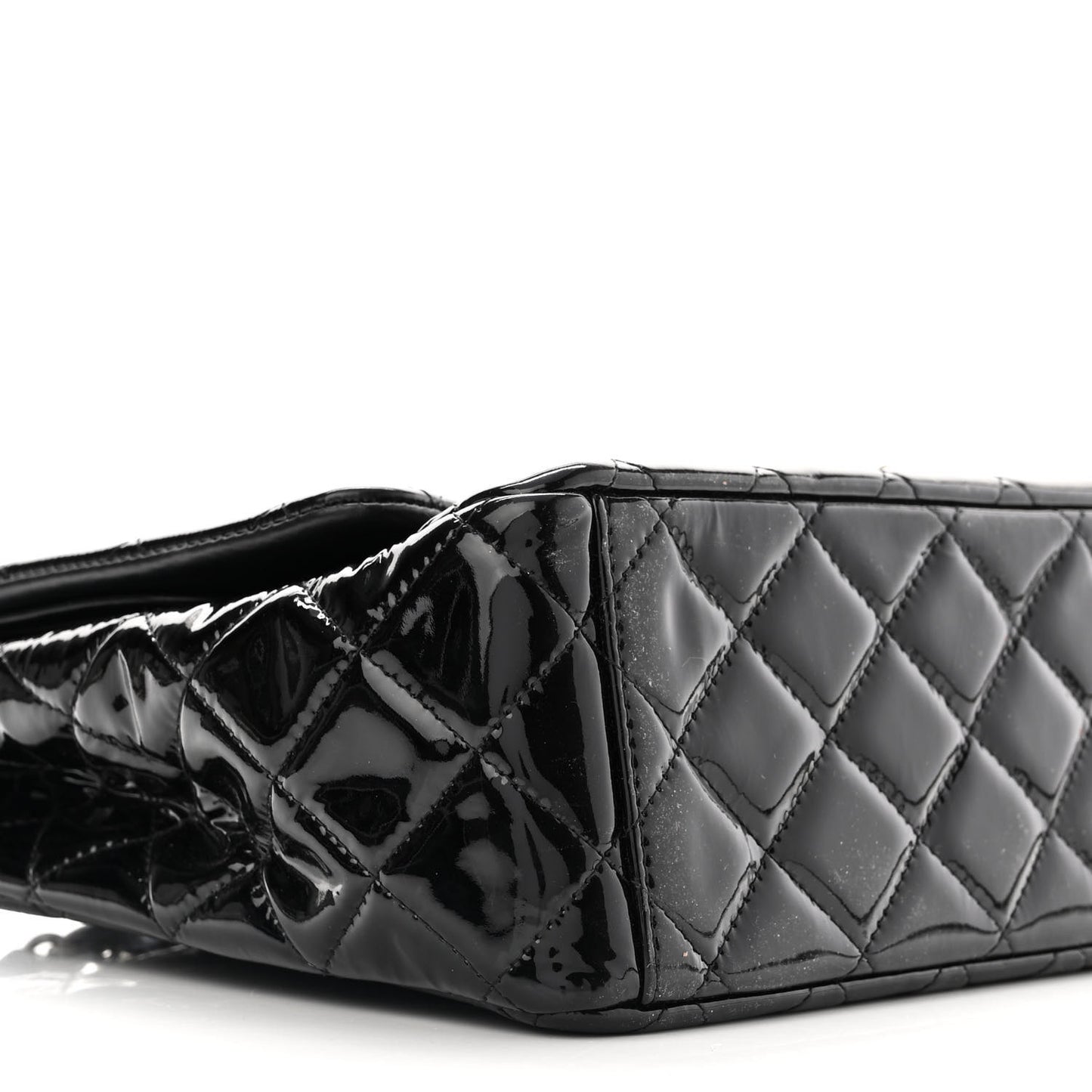 Patent Quilted Maxi Double Flap Black