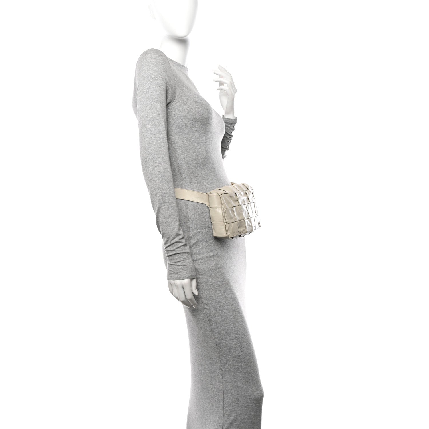 Bottega Veneta Paper Calfskin Intrecciato Stretch Cassette Belt Bag White 2 of 13