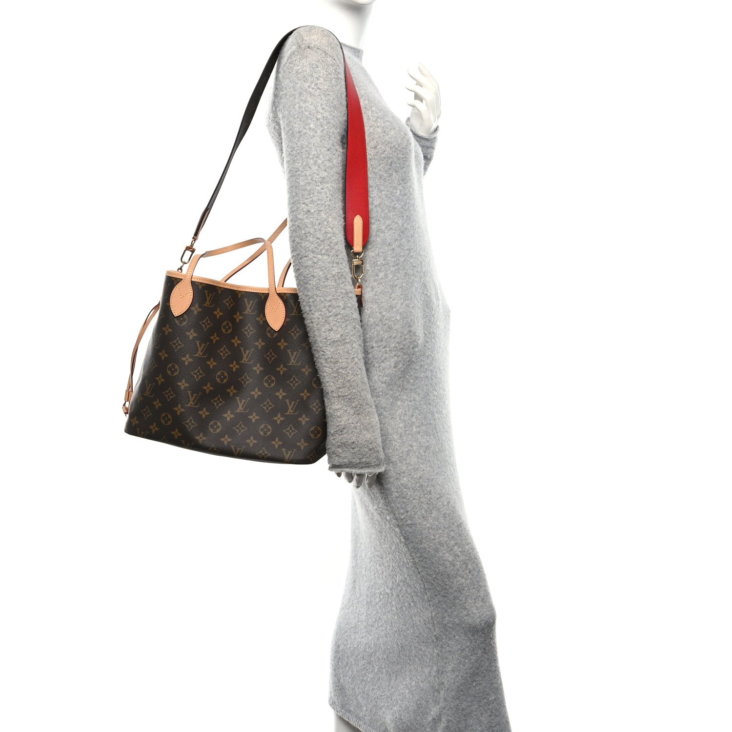 Louis Vuitton Monogram Inside Out Neverfull Bandouliere MM Rouge Sari 2 of 9