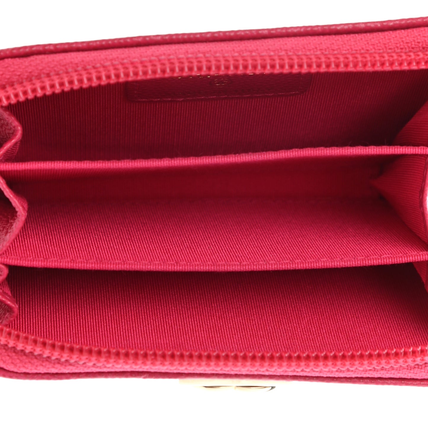 Caviar Quilted Boy Zip Around Coin Purse Wallet Dark Pink