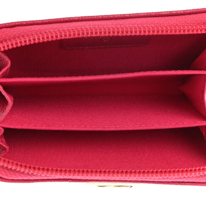 Chanel Caviar Quilted Boy Zip Around Coin Purse Wallet Dark Pink 5 of 7