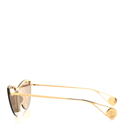 Gucci Metal Rimless Star Studded Monogram 90mm Cat Eye GG0666S Sunglasses Mirror Purple 3 of 7
