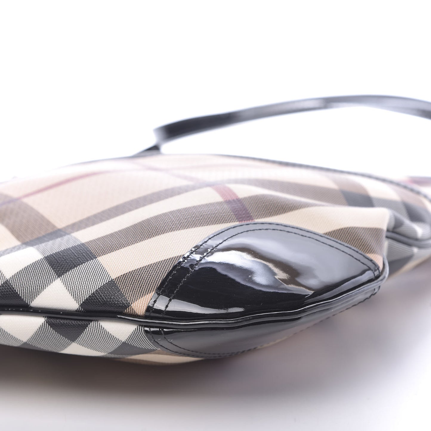Patent Nova Check Crossbody Bag Black