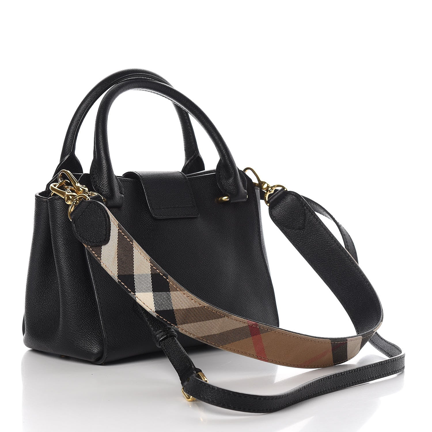 Burberry Soft Grain Calfskin Small Buckle Tote Black 4 of 13