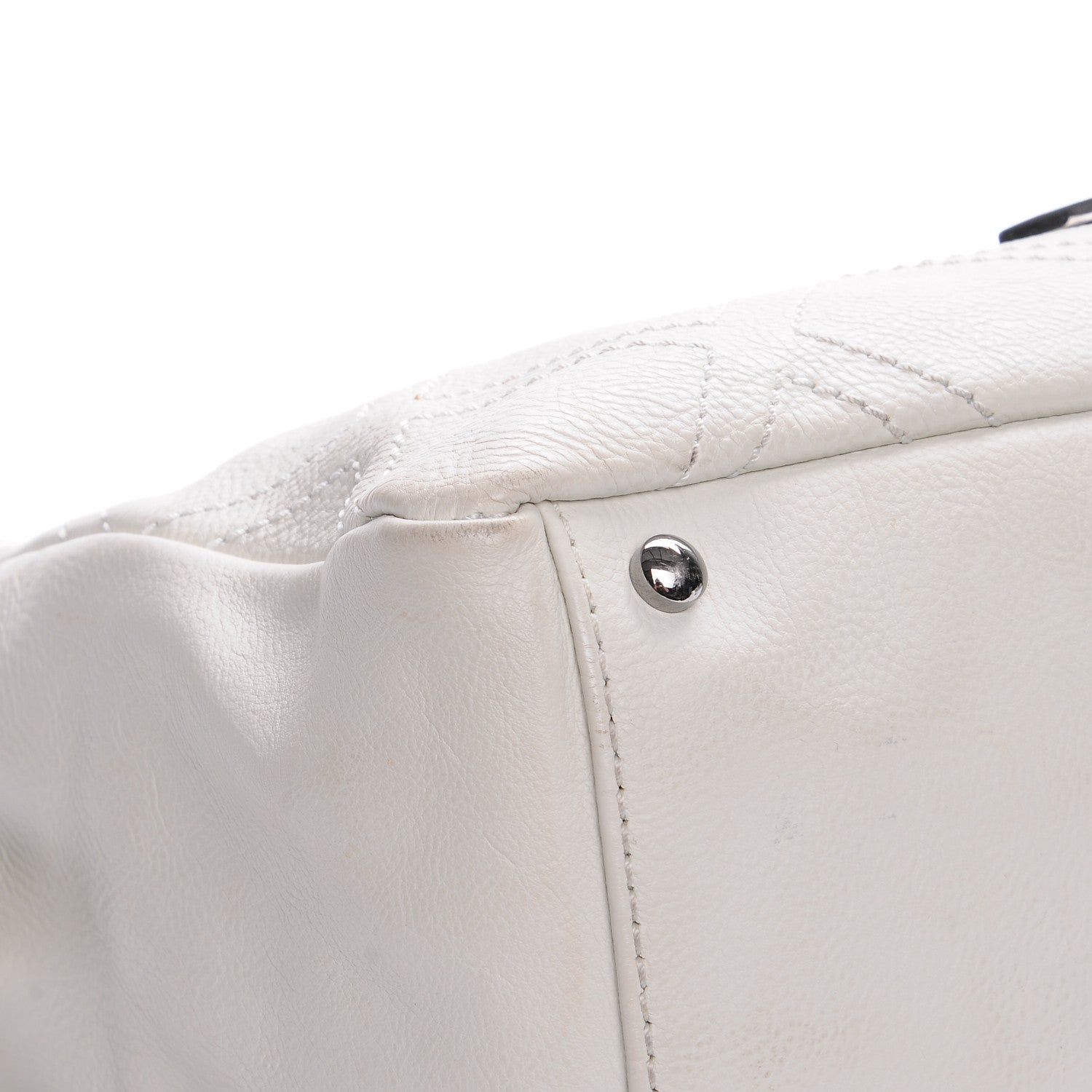 Chanel Calfskin Large Diamond Stitch Tote White 9 of 10