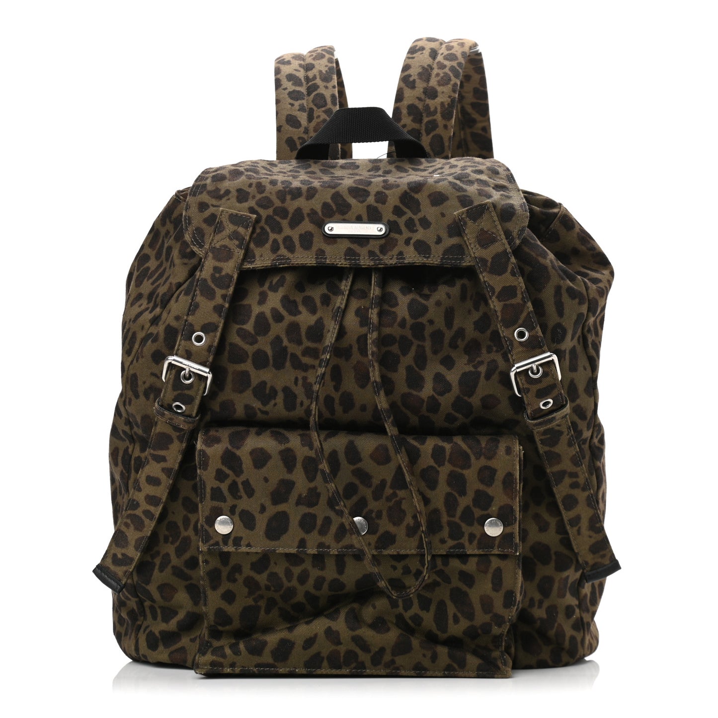 Gabardine Leopard Noe Backpack Khaki Black