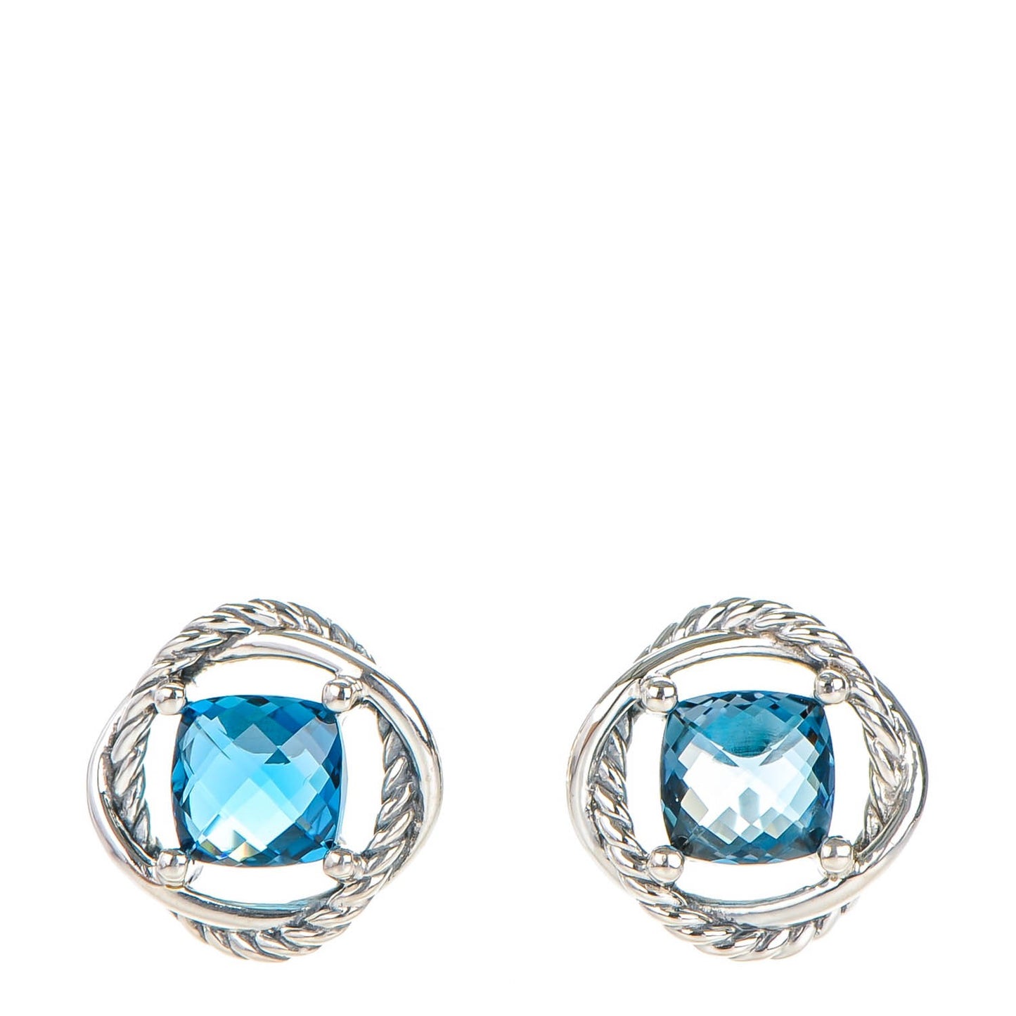 Sterling Silver Blue Topaz 7mm Infinity Earrings