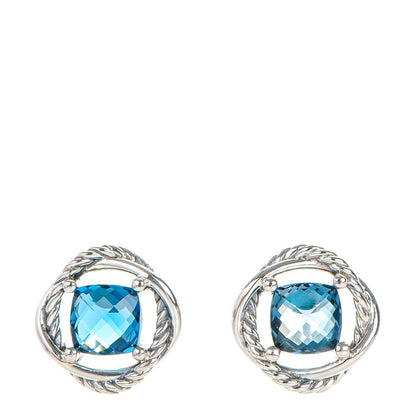 David Yurman Sterling Silver Blue Topaz 7mm Infinity Earrings 1 of 5