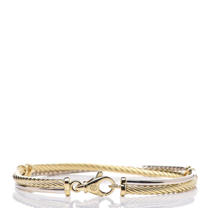 David Yurman 18K White Yellow Gold Diamond Crossover Bracelet 7 of 12