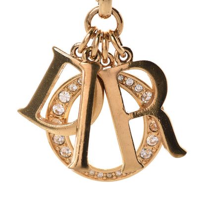 Christian Dior Metal Crystal Logo Necklace Gold 4 of 5