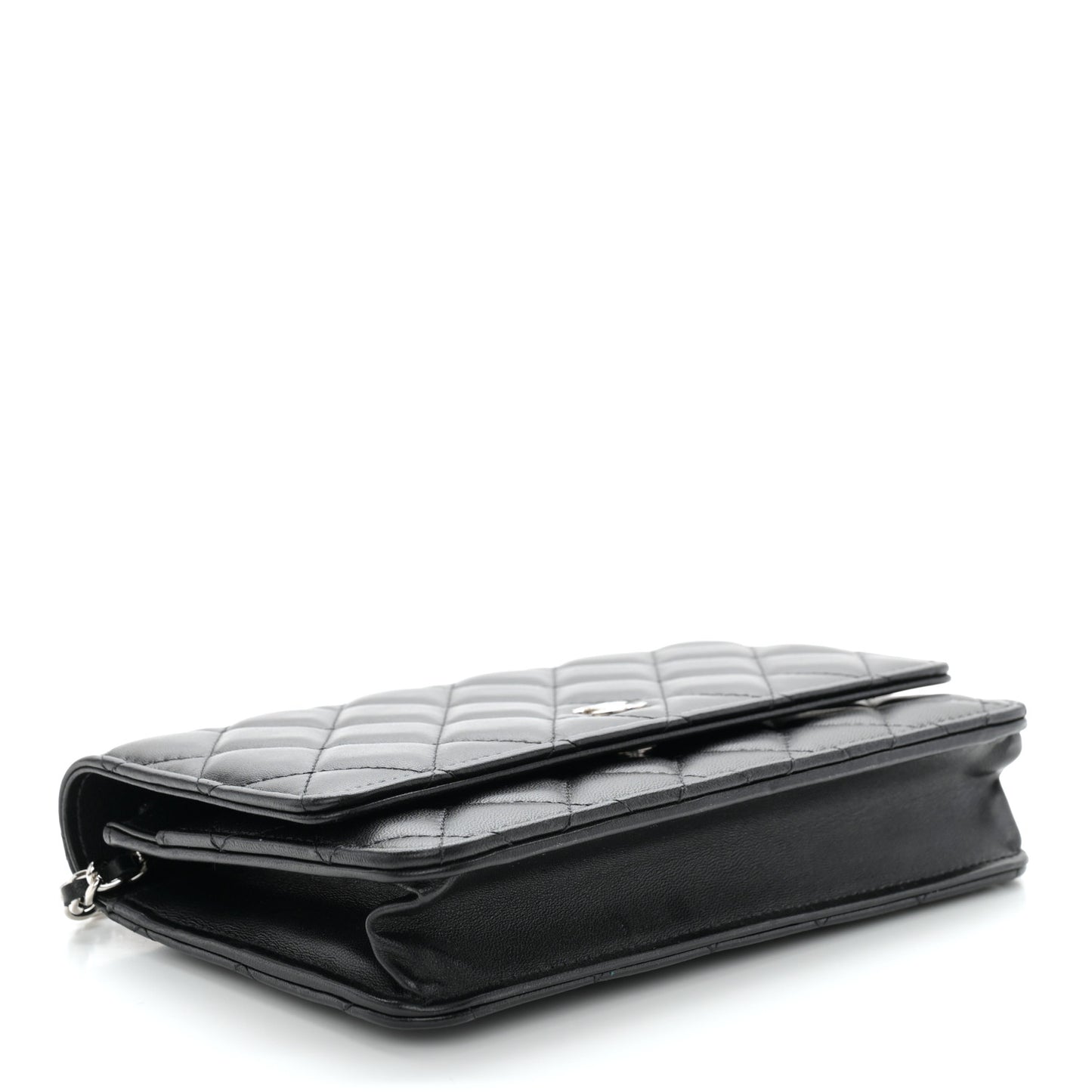 Lambskin Quilted Wallet On Chain WOC Black