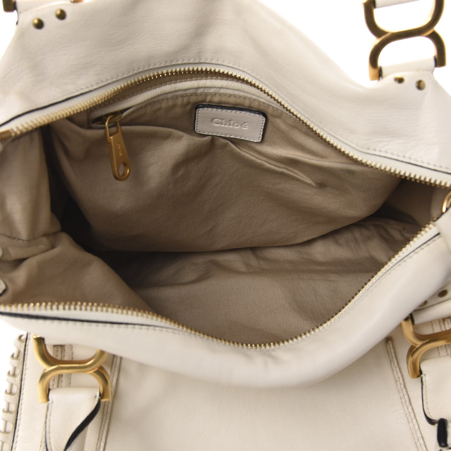 Calfskin Large Perforated Marcie Satchel Porcelain