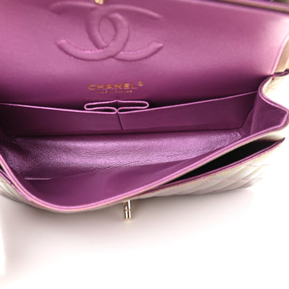 Chanel Iridescent Lambskin Quilted Medium Double Flap Purple 7 of 9