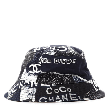 Chanel Cotton Coco Print Bucket Hat M Navy Black White 1 of 7