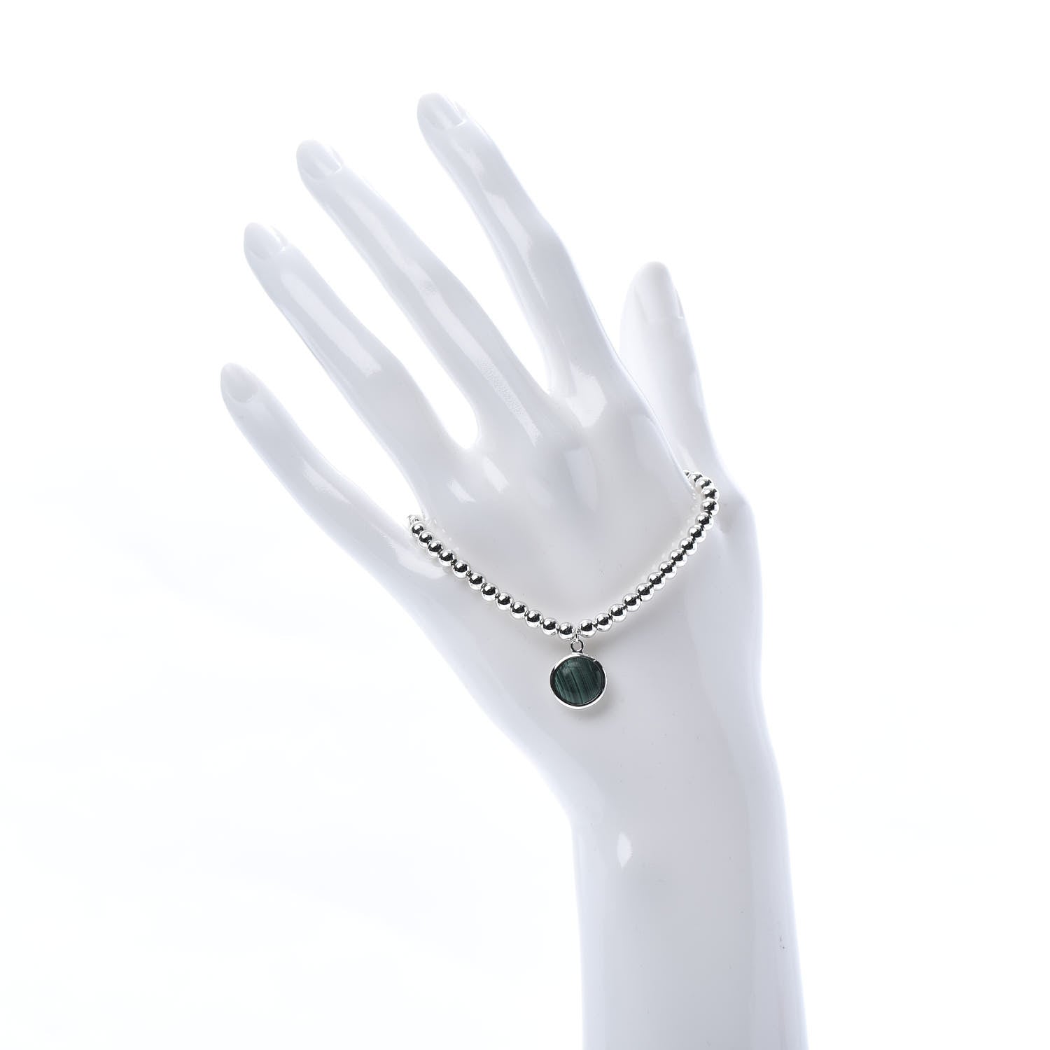 Tiffany Sterling Silver Malachite Paloma's Sugar Stacks Beaded Bracelet 2 of 5