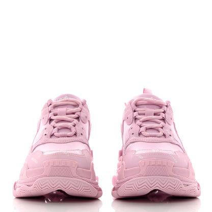 Balenciaga Technical Fabric Mesh Allover Logo Womens Triple S Sneakers 37 Pink White 2 of 9