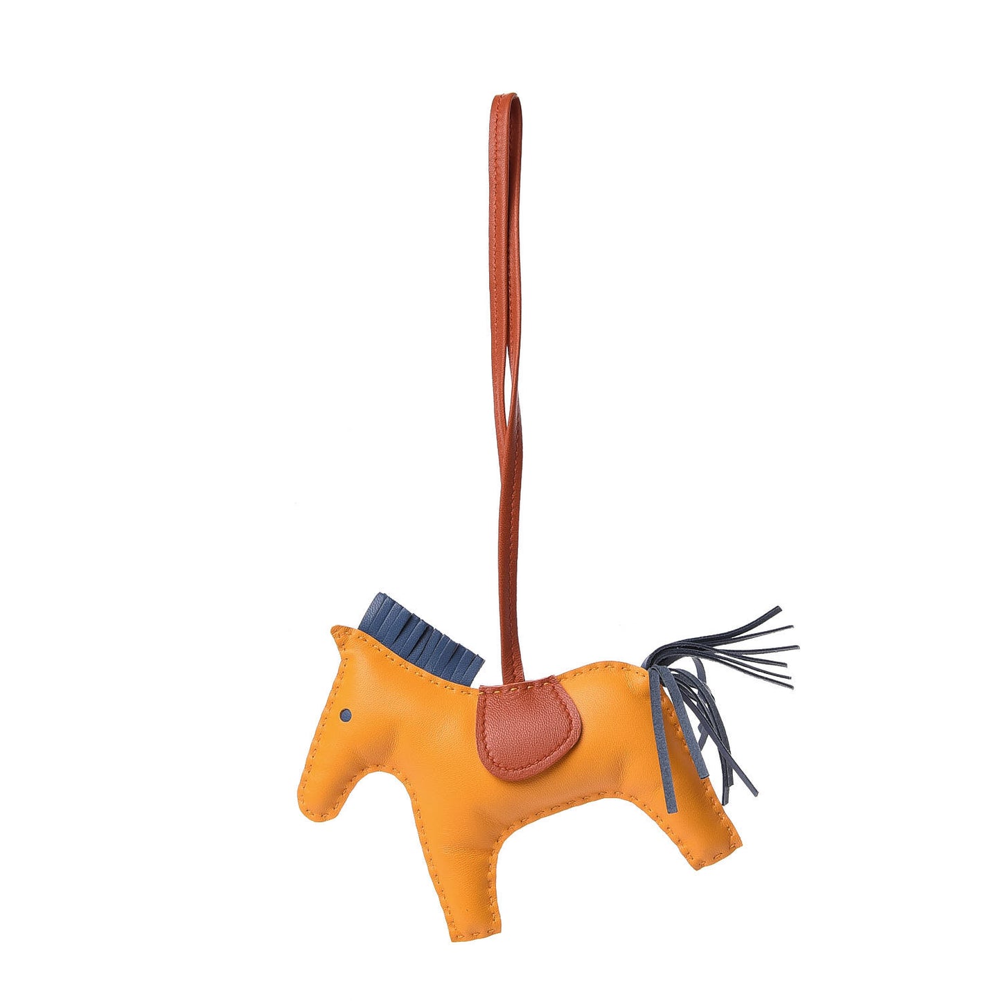 Milo Lambskin Grigri Rodeo Horse Bag Charm MM Jaune D'Or Bleu Agate Cornaline