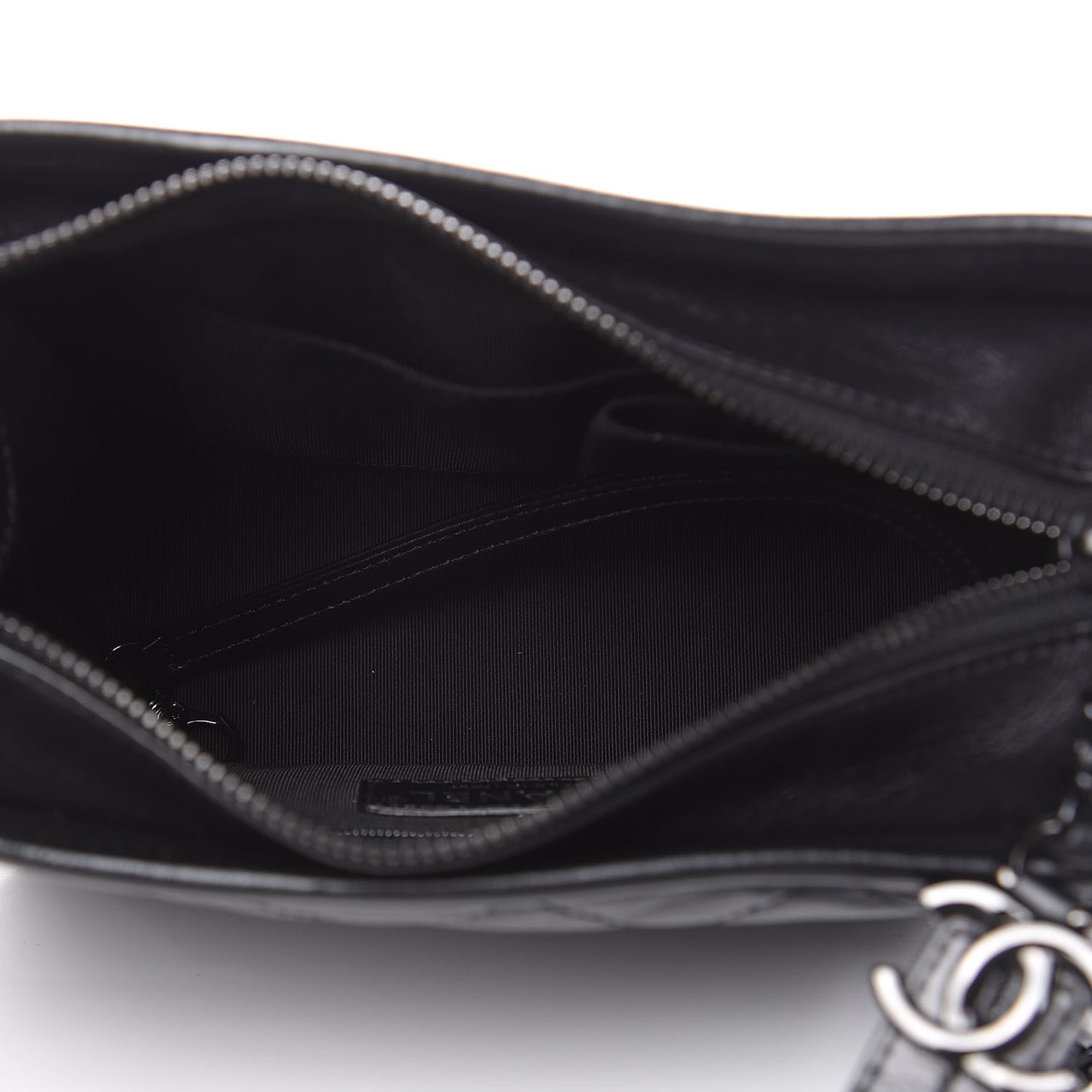 Aged Calfskin Quilted Small Gabrielle Hobo Black