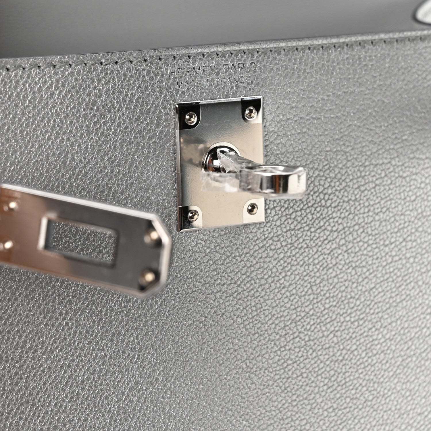 Hermes Metallic Chevre Chamkilight Mini Kelly Sellier 20 Argent