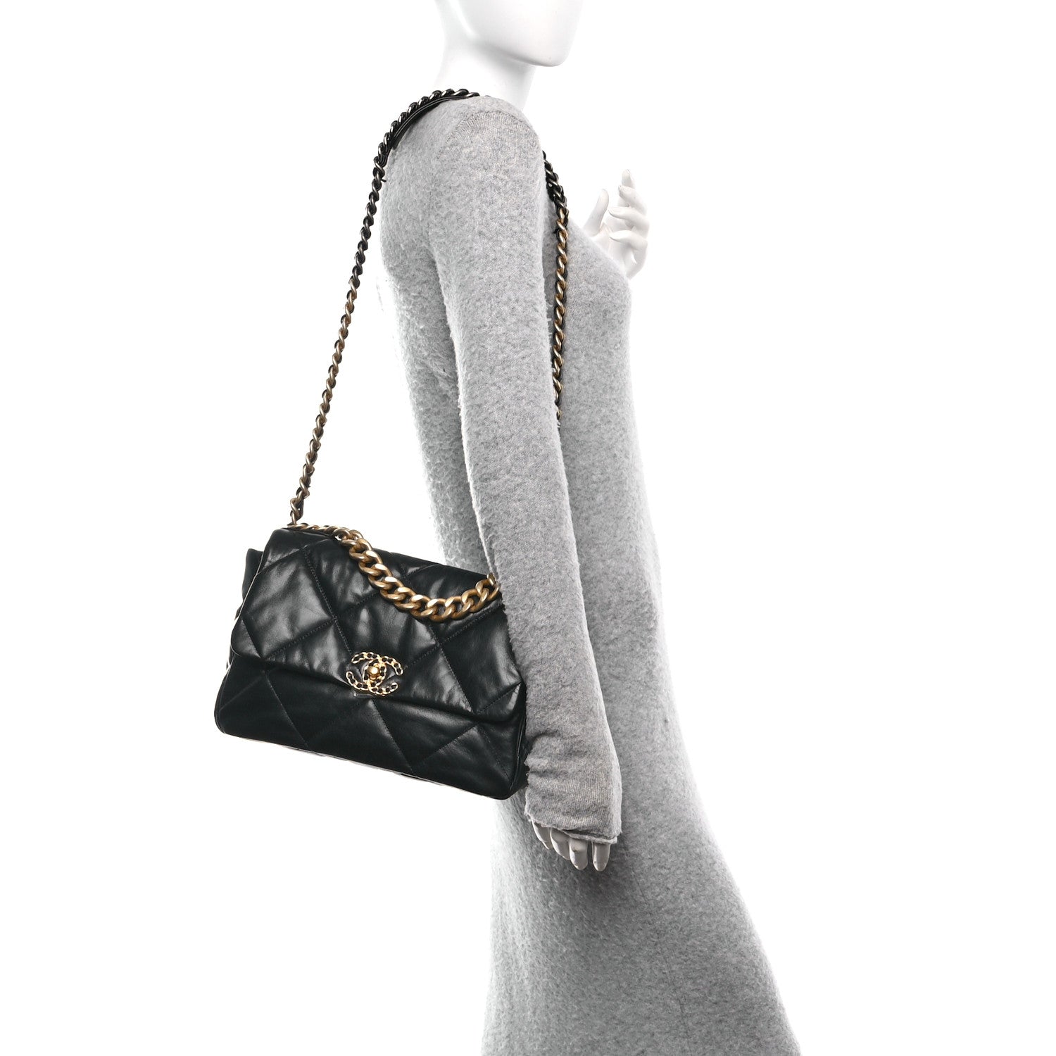 Chanel Goatskin Quilted Large Chanel 19 Flap Black 2 of 11