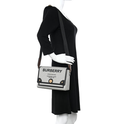 Burberry Canvas Horseferry Print Note Crossbody Bag Grey Black 2 of 12