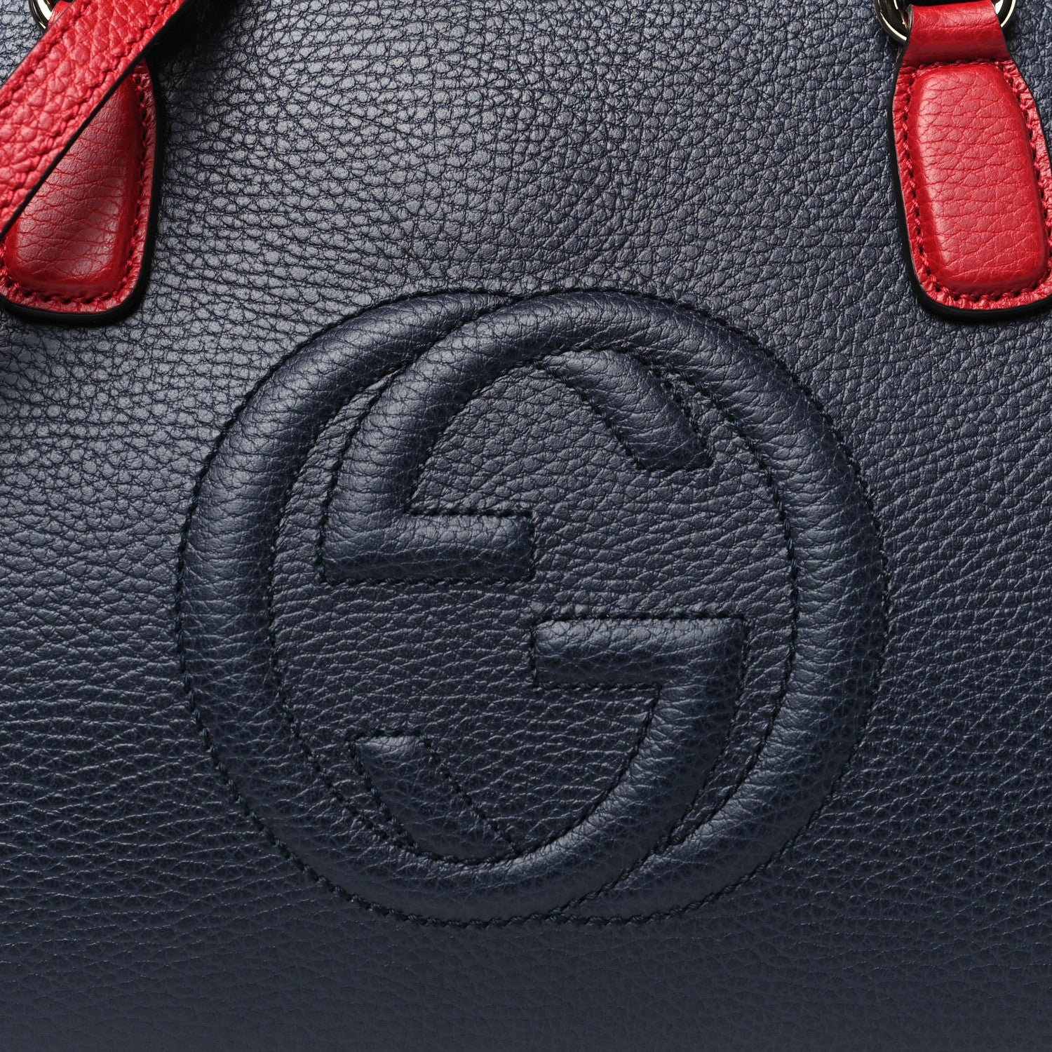 Gucci Dollar Calfskin Medium Soho Top Handle Satchel Blue Hibiscus Red Mystic White 8 of 10