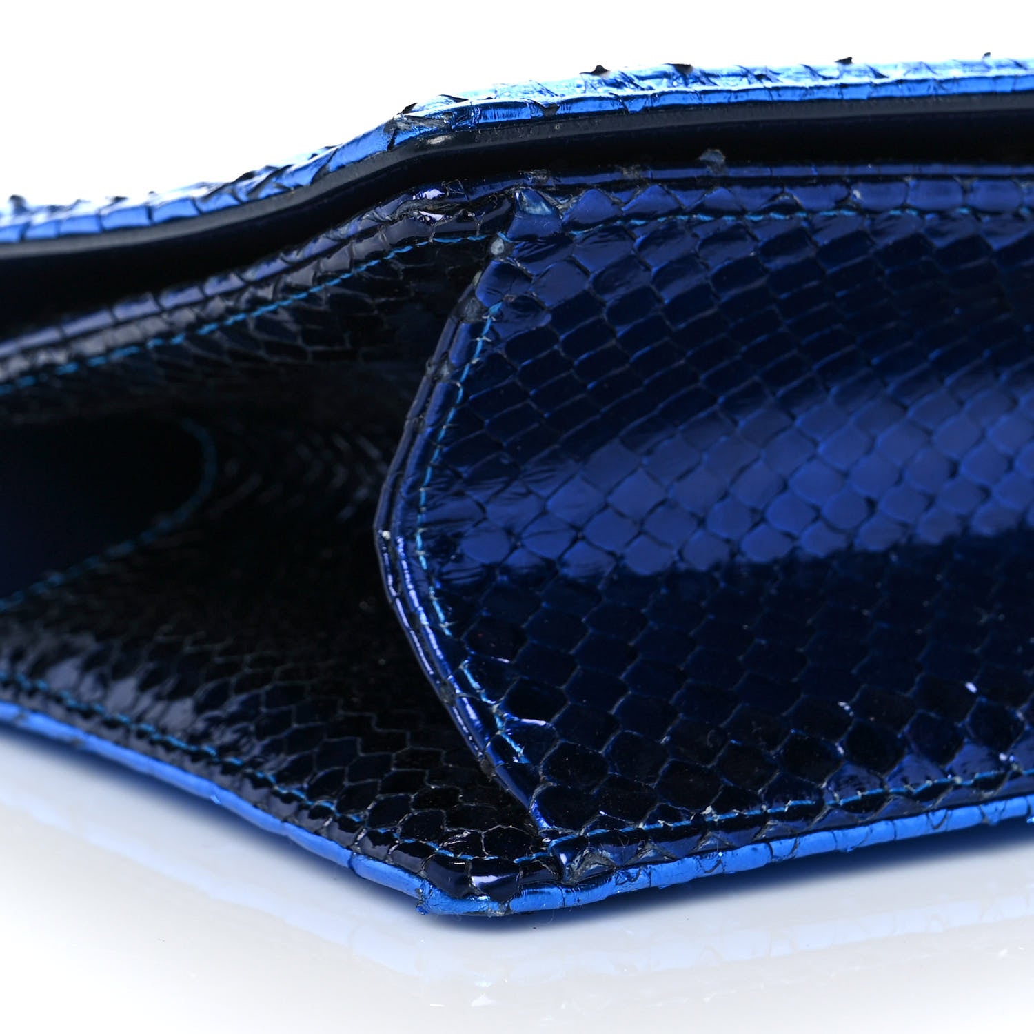 Christian Dior Metallic Python Small Diorama Flap Bag Blue 6 of 7