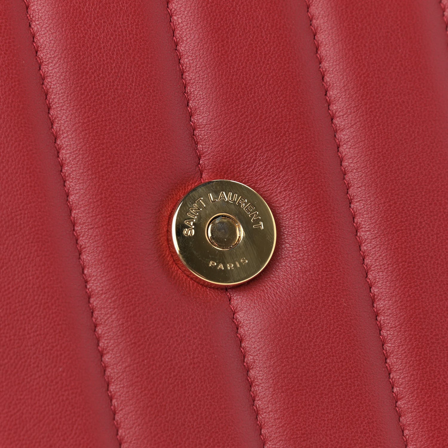 Saint Laurent Lambskin Matelasse Monogram Vicky Chain Wallet Rouge Eros 11 of 12