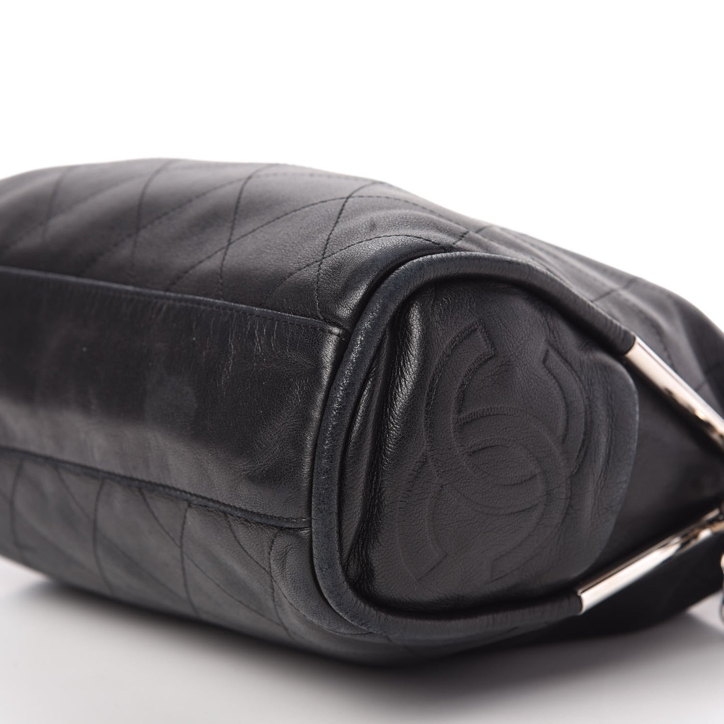 Lambskin Stitched Medium Ultimate Soft Tote Black