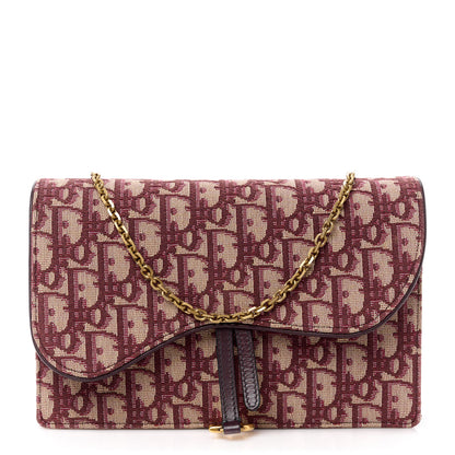 Christian Dior Oblique Saddle Chain Pouch Burgundy 1 of 10