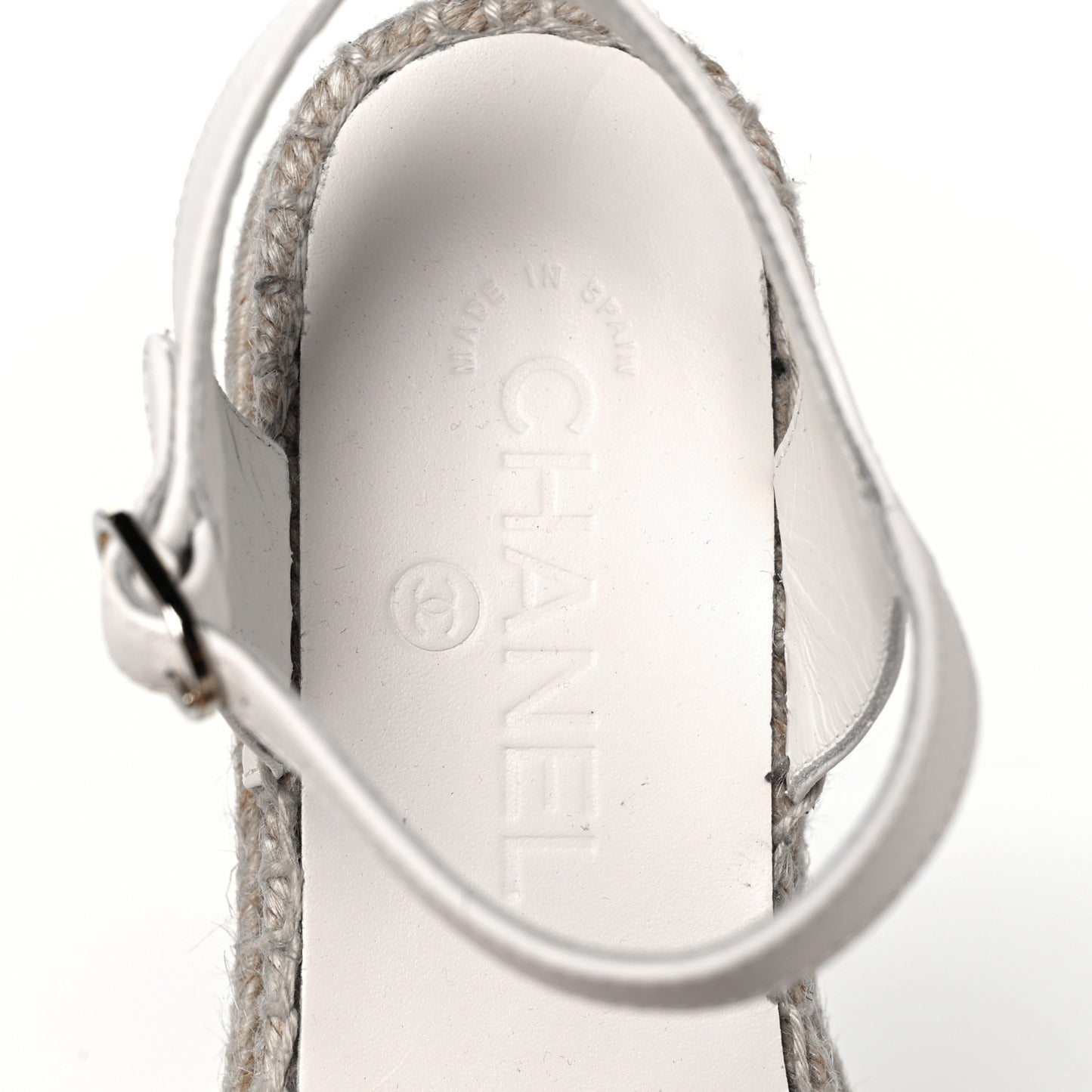 Lambskin Cap Toe CC Espadrille Sandals 36 White Black