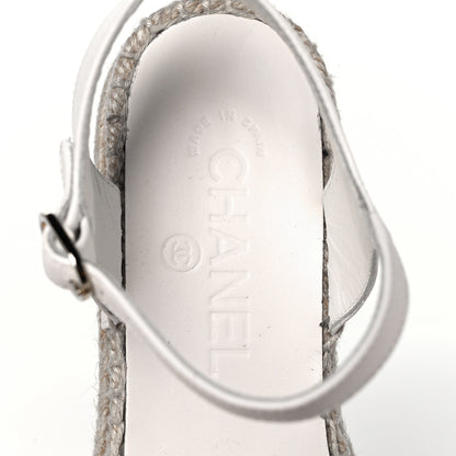 Chanel Lambskin Cap Toe CC Espadrille Sandals 36 White Black 7 of 7