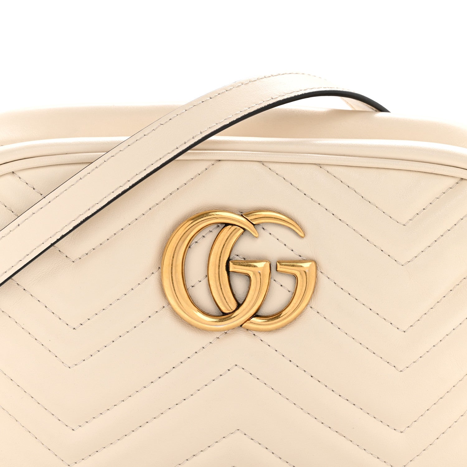 Gucci Calfskin Matelasse Small GG Marmont Chain Shoulder Bag White 8 of 14