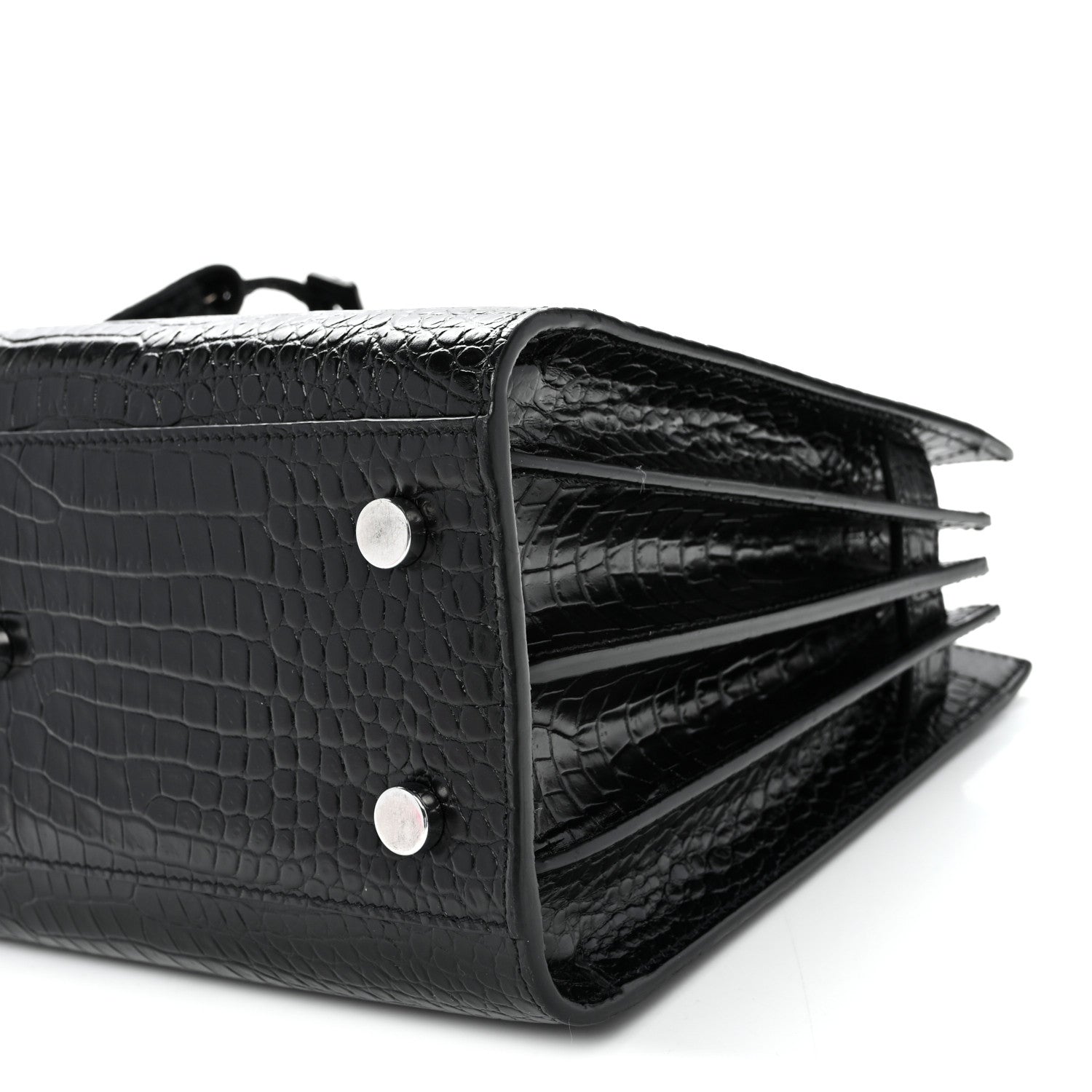 Saint Laurent Calfskin Crocodile Embossed Baby Sac De Jour Black 9 of 9