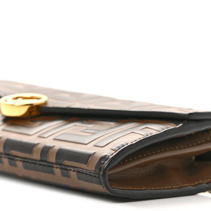 Fendi Vitello Soft F is Fendi Bi-Color FF 1974 Embossed Continental Envelope Wallet On Chain Maya Black 10 of 12