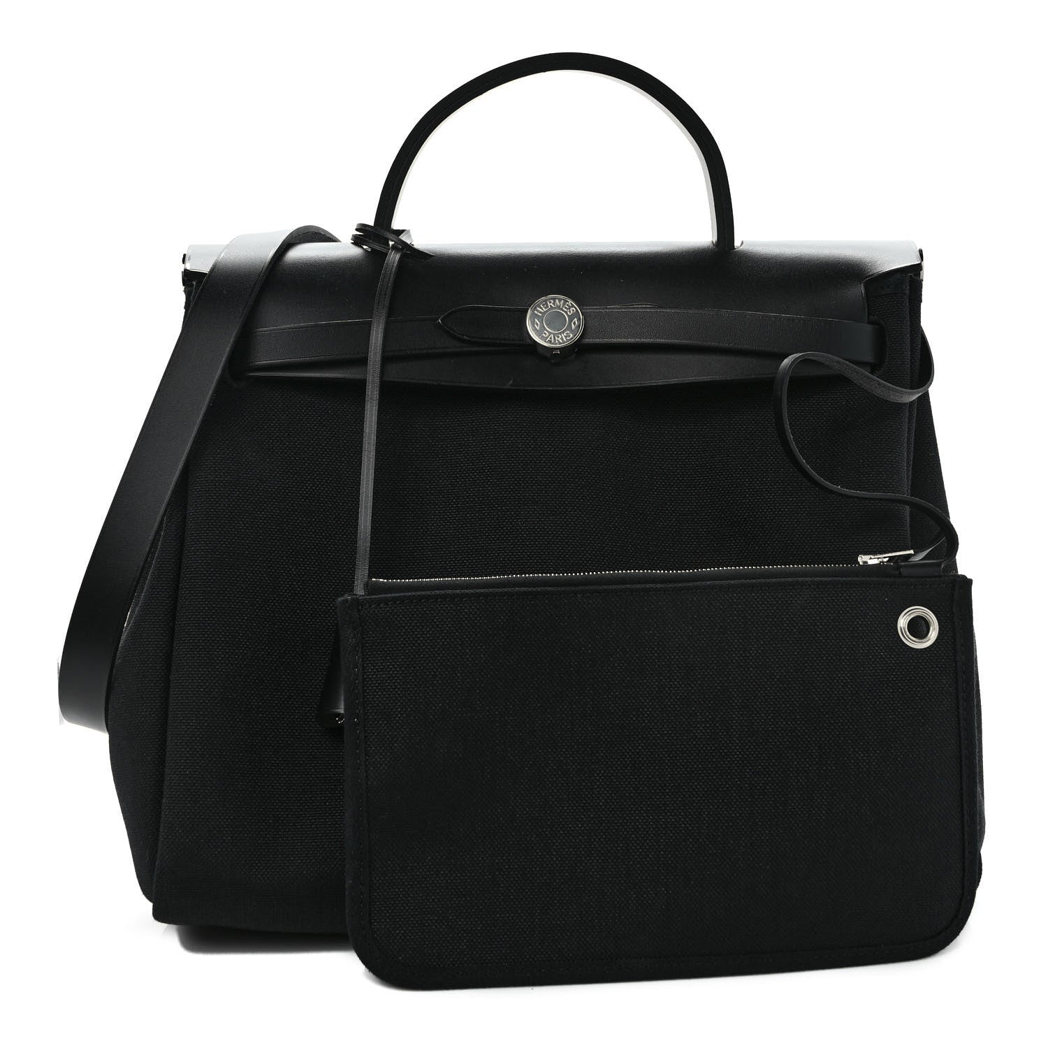 Hermes Military Toile Vache Hunter Herbag Zip PM 31 Black 1 of 9