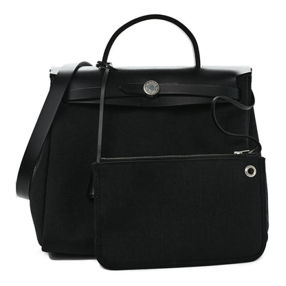 Hermes Military Toile Vache Hunter Herbag Zip PM 31 Black 1 of 9