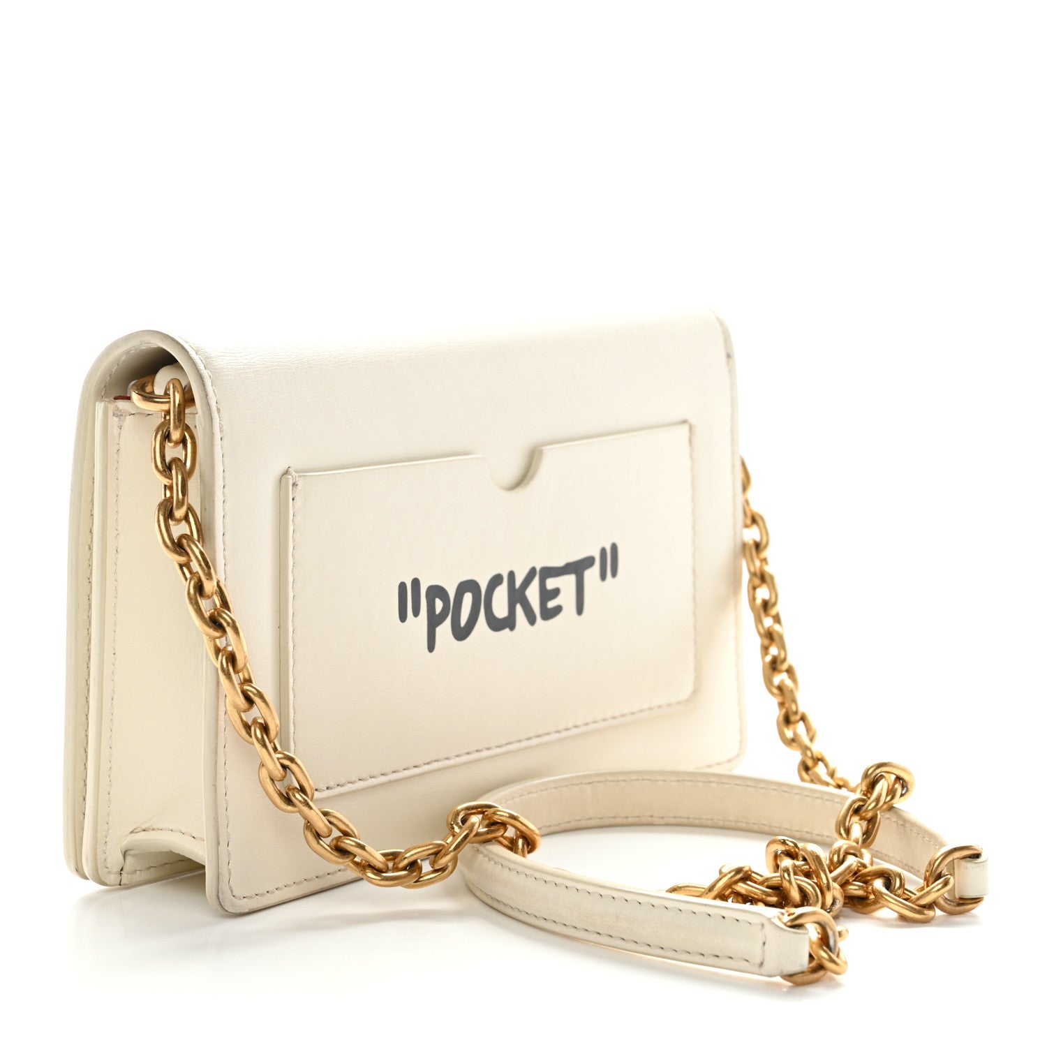 Off-White Calfskin Jitney 0.5 Cash Inside Crossbody Bag White