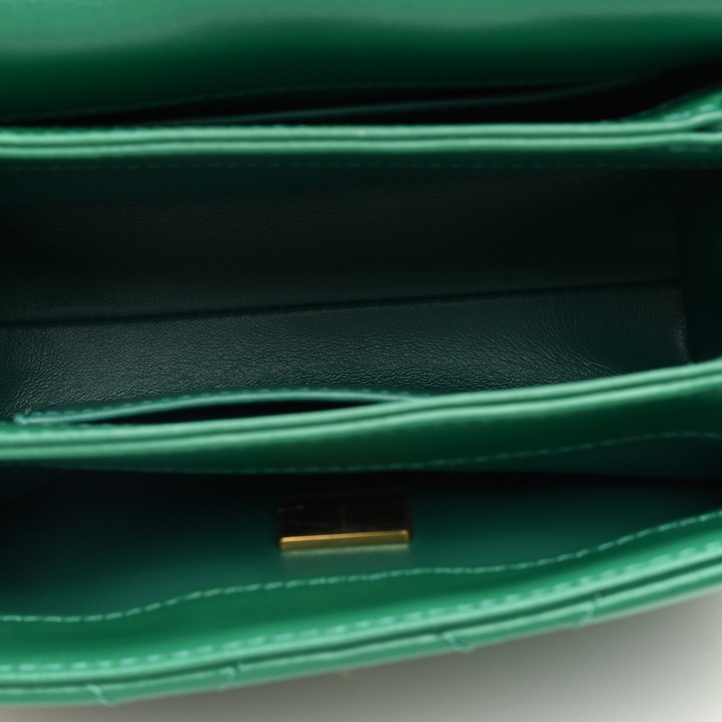 Lambskin Quilted Mini Color Match Flap Green